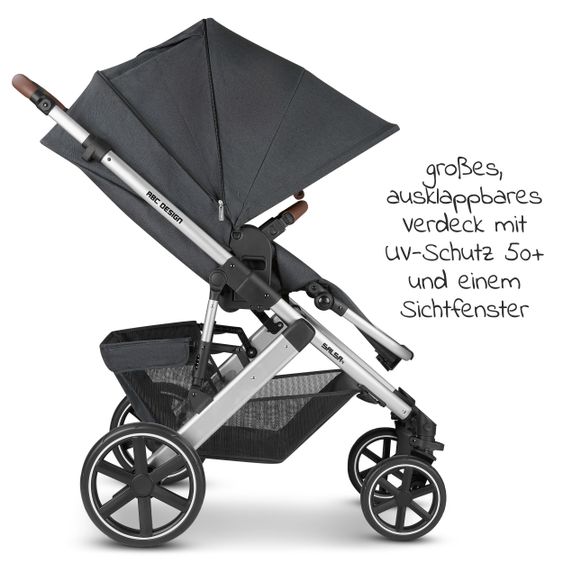 ABC Design 3in1 Kinderwagen-Set Salsa 4 - inkl. Babywanne, Babyschale Tulip, Sportsitz und Zubehörpaket - Storm