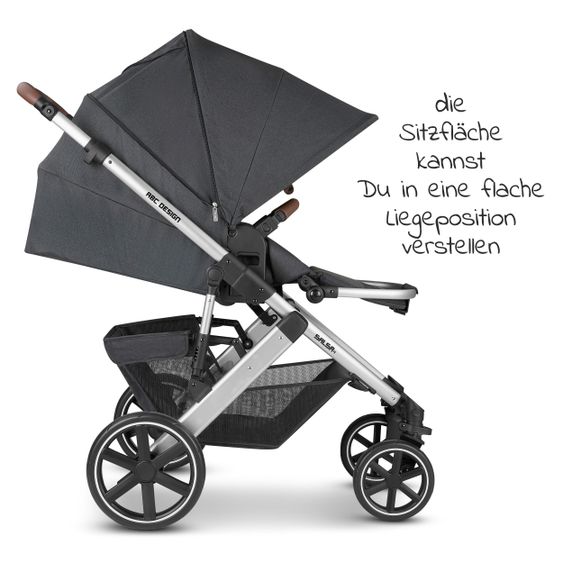 ABC Design 3in1 Kinderwagen-Set Salsa 4 - inkl. Babywanne, Babyschale Tulip, Sportsitz und Zubehörpaket - Storm