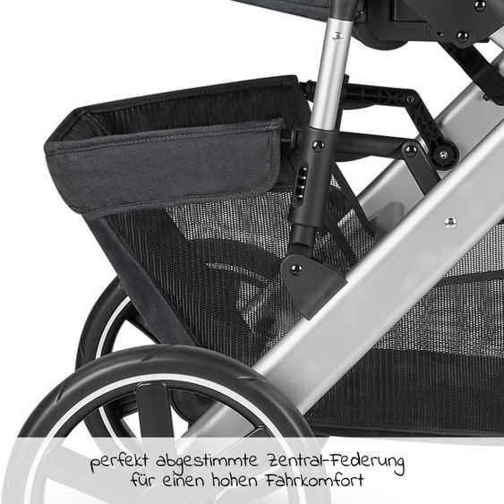 ABC Design 3in1 Kinderwagen-Set Salsa 4 - inkl. Babywanne, Babyschale Tulip, Sportsitz und Zubehörpaket - Storm