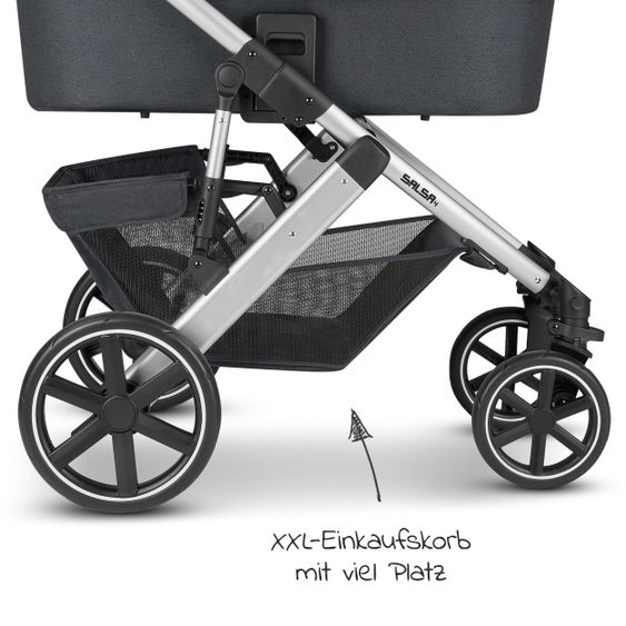 ABC Design 3in1 Kinderwagen-Set Salsa 4 - inkl. Babywanne, Babyschale Tulip, Sportsitz und Zubehörpaket - Storm