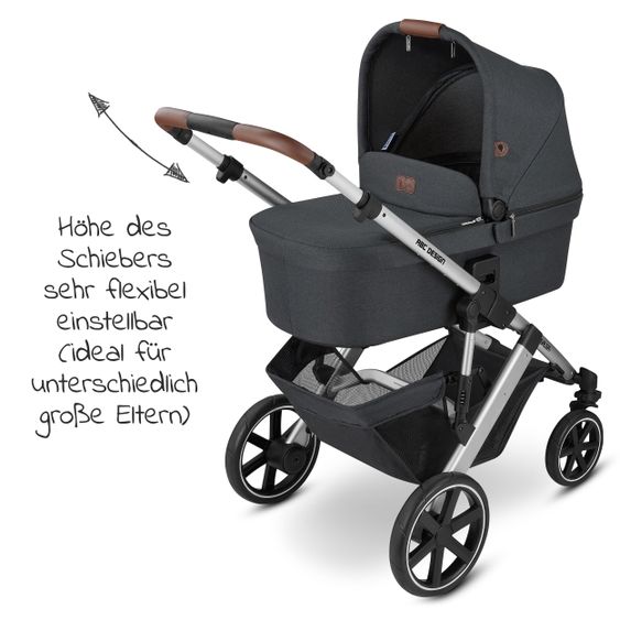 ABC Design 3in1 Kinderwagen-Set Salsa 4 - inkl. Babywanne, Babyschale Tulip, Sportsitz und Zubehörpaket - Storm