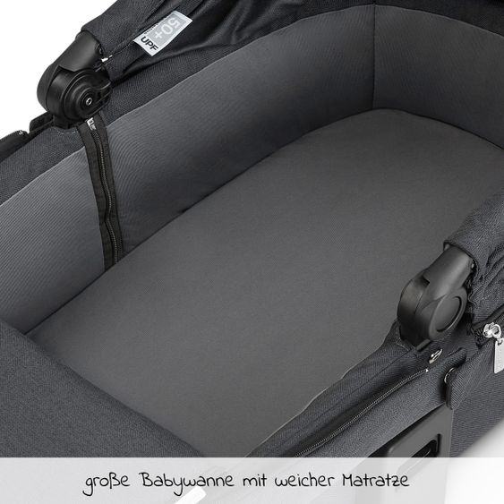 ABC Design 3in1 Kinderwagen-Set Salsa 4 - inkl. Babywanne, Babyschale Tulip, Sportsitz und Zubehörpaket - Storm