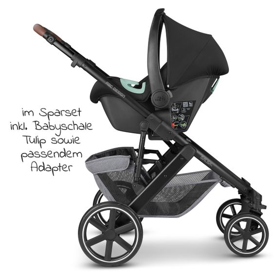 ABC Design 3in1 Kinderwagen-Set Salsa 4 - inkl. Babywanne, Babyschale Tulip, Sportsitz und Zubehörpaket - Tin