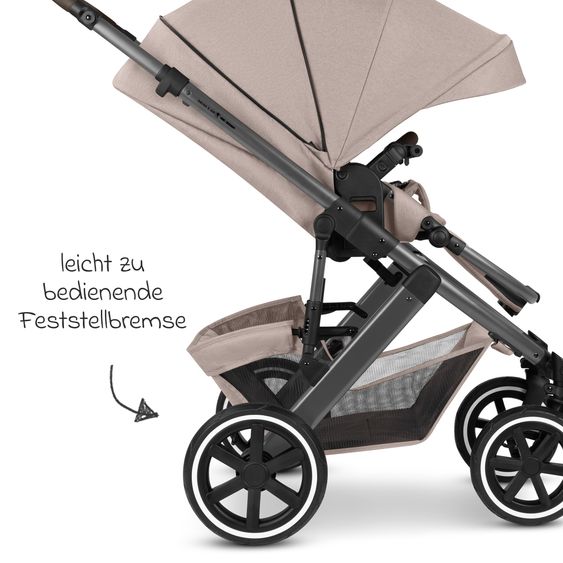 ABC Design 3in1 Stroller Set Salsa 5 Air - incl. Carrycot, Drive N Care Infant Car Seat, Sports Seat with XXL Accessory Pack - Camel