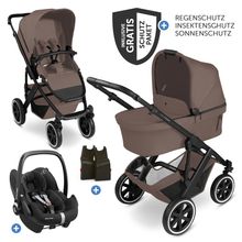 3in1 Kinderwagen-Set Salsa 5 Air - inkl. Babywanne, Autositz Pebble Pro, Sportsitz mit XXL Zubehörpaket - Dark Beige