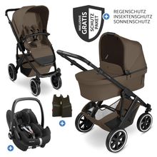 3in1 Kinderwagen-Set Salsa 5 Air - inkl. Babywanne, Autositz Pebble Pro, Sportsitz mit XXL Zubehörpaket - Dark Beige