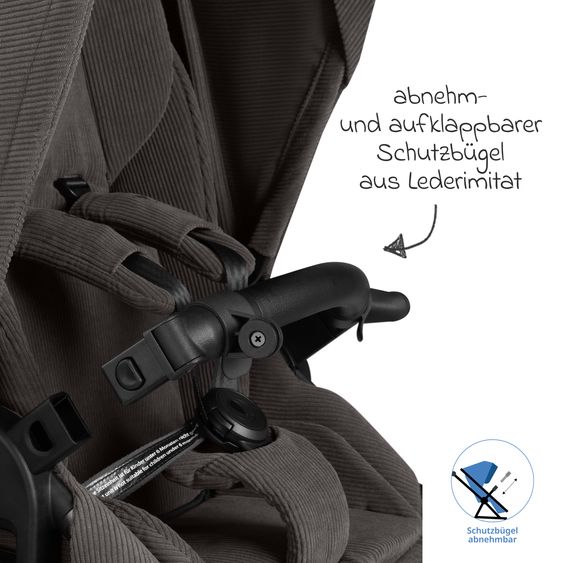 ABC Design 3in1 Kinderwagen-Set Salsa 5 Air - inkl. Babywanne, Autositz Tulip Black, Sportsitz mit XXL Zubehörpaket - Almond