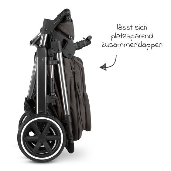 ABC Design 3in1 Kinderwagen-Set Salsa 5 Air - inkl. Babywanne, Autositz Tulip Black, Sportsitz mit XXL Zubehörpaket - Almond