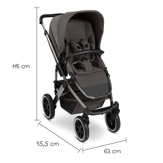 ABC Design 3in1 Kinderwagen-Set Salsa 5 Air - inkl. Babywanne, Autositz Tulip Black, Sportsitz mit XXL Zubehörpaket - Almond