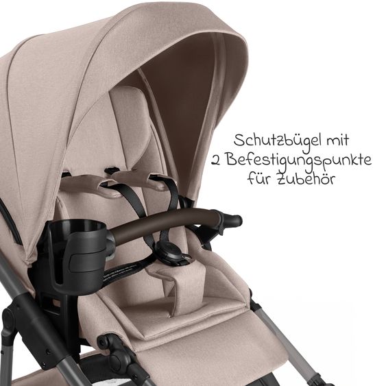 ABC Design 3in1 Kinderwagen-Set Salsa 5 Air - inkl. Babywanne, Autositz Tulip Black, Sportsitz mit XXL Zubehörpaket - Camel