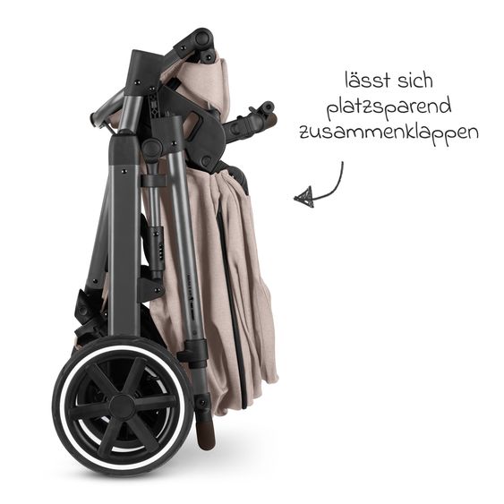 ABC Design 3in1 Kinderwagen-Set Salsa 5 Air - inkl. Babywanne, Autositz Tulip Black, Sportsitz mit XXL Zubehörpaket - Camel