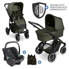 3in1 Stroller Set Salsa 5 Air - incl. carrycot, Tulip Black infant car seat, sports seat with XXL accessory package - Avocado