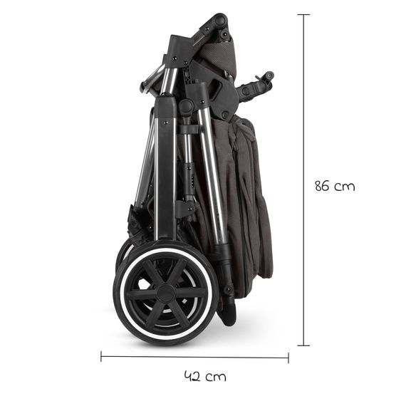 ABC Design Set Passeggino 3in1 Salsa 5 Air - incl. Navicella, Seggiolino auto Tulip Pearl, Seggiolino sportivo con pacchetto accessori XXL - Almond