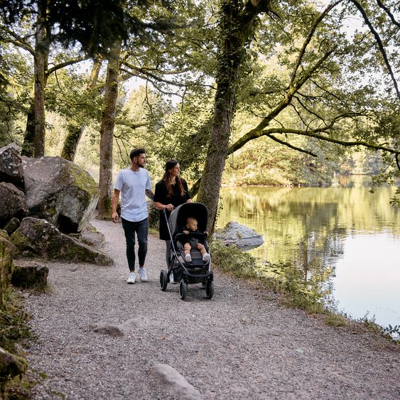 ABC Design Set Passeggino 3in1 Salsa 5 Air - incl. Navicella, Seggiolino auto Tulip Pearl, Seggiolino sportivo con pacchetto accessori XXL - Almond