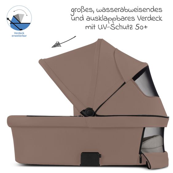 ABC Design 3in1 Kinderwagen-Set Salsa 5 Air - inkl. Babywanne, Autositz Tulip, Sportsitz mit XXL Zubehörpaket - Dark Beige