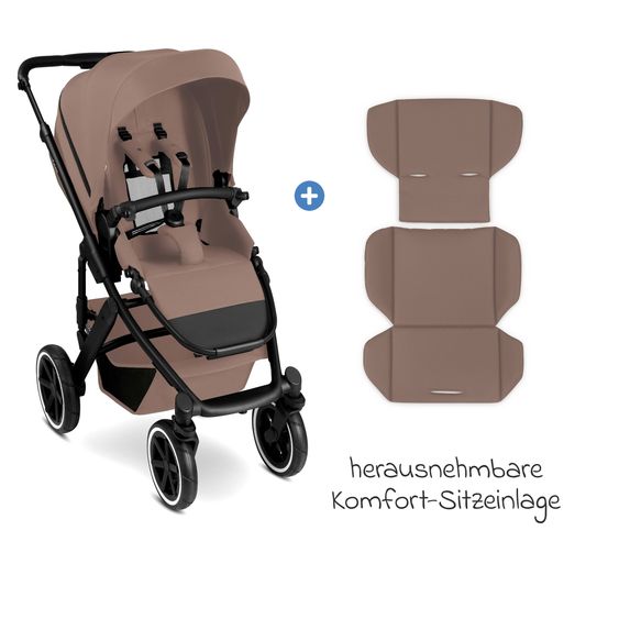 ABC Design 3in1 Kinderwagen-Set Salsa 5 Air - inkl. Babywanne, Autositz Tulip, Sportsitz mit XXL Zubehörpaket - Dark Beige