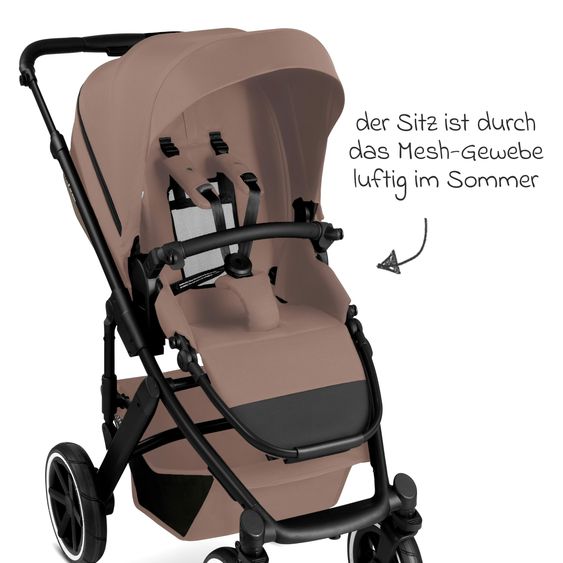 ABC Design 3in1 Kinderwagen-Set Salsa 5 Air - inkl. Babywanne, Autositz Tulip, Sportsitz mit XXL Zubehörpaket - Dark Beige
