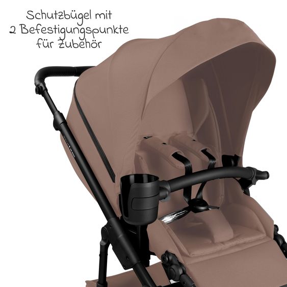 ABC Design 3in1 Kinderwagen-Set Salsa 5 Air - inkl. Babywanne, Autositz Tulip, Sportsitz mit XXL Zubehörpaket - Dark Beige