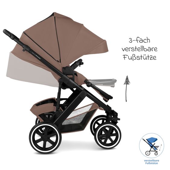 ABC Design 3in1 Kinderwagen-Set Salsa 5 Air - inkl. Babywanne, Autositz Tulip, Sportsitz mit XXL Zubehörpaket - Dark Beige