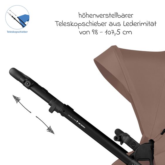 ABC Design 3in1 Kinderwagen-Set Salsa 5 Air - inkl. Babywanne, Autositz Tulip, Sportsitz mit XXL Zubehörpaket - Dark Beige