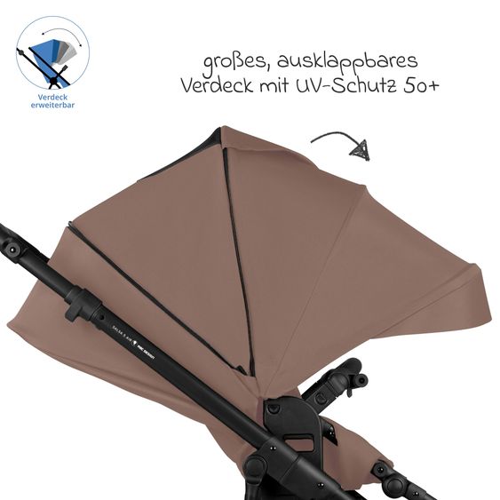 ABC Design 3in1 Kinderwagen-Set Salsa 5 Air - inkl. Babywanne, Autositz Tulip, Sportsitz mit XXL Zubehörpaket - Dark Beige