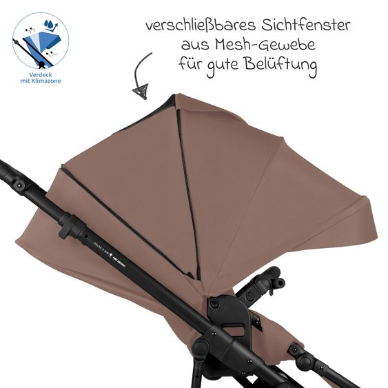 ABC Design 3in1 Kinderwagen-Set Salsa 5 Air - inkl. Babywanne, Autositz Tulip, Sportsitz mit XXL Zubehörpaket - Dark Beige