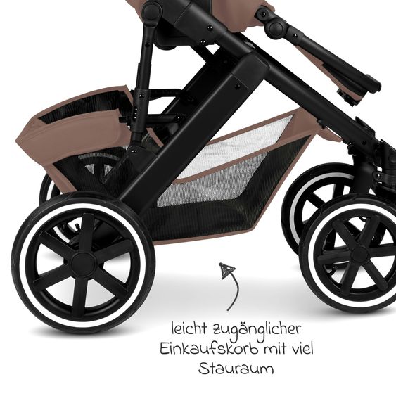 ABC Design 3in1 Kinderwagen-Set Salsa 5 Air - inkl. Babywanne, Autositz Tulip, Sportsitz mit XXL Zubehörpaket - Dark Beige