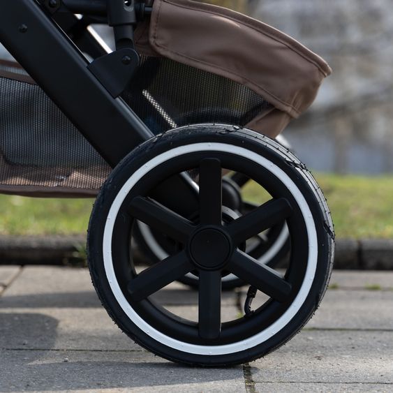ABC Design 3in1 Kinderwagen-Set Salsa 5 Air - inkl. Babywanne, Autositz Tulip, Sportsitz mit XXL Zubehörpaket - Dark Beige