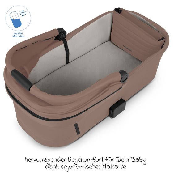 ABC Design 3in1 Kinderwagen-Set Salsa 5 Air - inkl. Babywanne, Autositz Tulip, Sportsitz mit XXL Zubehörpaket - Dark Beige