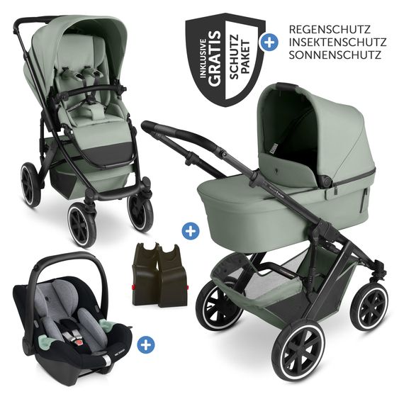 ABC Design 3in1 Kinderwagen-Set Salsa 5 Air - inkl. Babywanne, Autositz Tulip & Sportsitz - Pine / Graphite