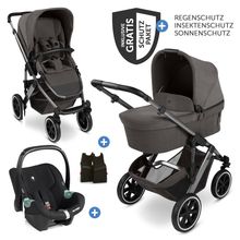 3in1 Kinderwagen-Set Salsa 5 Air - inkl. Babywanne, Babyschale Tulip Bubble, Sportsitz & XXL Zubehörpaket - Almond