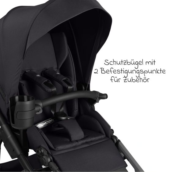 ABC Design 3in1 Kinderwagen-Set Salsa 5 Air - inkl. Babywanne, Babyschale Tulip Bubble, Sportsitz & XXL Zubehörpaket - Coal