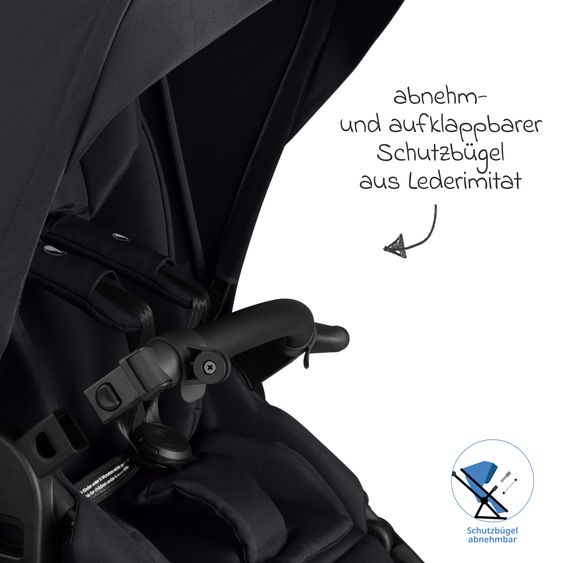 ABC Design 3in1 Kinderwagen-Set Salsa 5 Air - inkl. Babywanne, Babyschale Tulip Bubble, Sportsitz & XXL Zubehörpaket - Coal