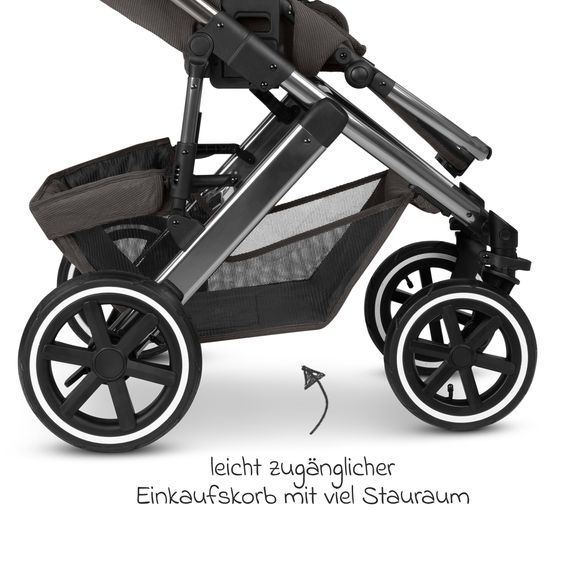 ABC Design 3in1 Kinderwagen-Set Salsa 5 Air - inkl. Babywanne, Babyschale Tulip Graphite, Sportsitz & XXL Zubehörpaket - Almond
