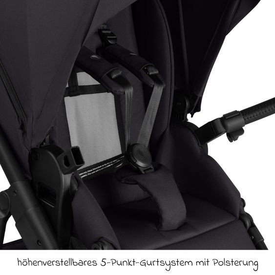 ABC Design 3in1 Kinderwagen-Set Salsa 5 Air - inkl. Babywanne, Babyschale Tulip Graphite, Sportsitz & XXL Zubehörpaket - Coal
