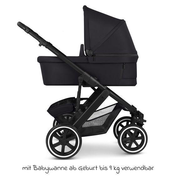ABC Design 3in1 Kinderwagen-Set Salsa 5 Air - inkl. Babywanne, Babyschale Tulip Graphite, Sportsitz & XXL Zubehörpaket - Coal