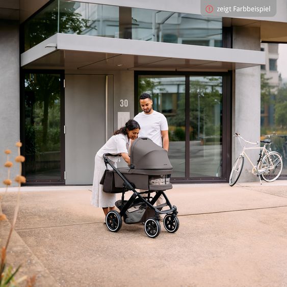 ABC Design 3in1 Kinderwagen-Set Salsa 5 Air - inkl. Babywanne, Babyschale Tulip Graphite, Sportsitz & XXL Zubehörpaket - Coal