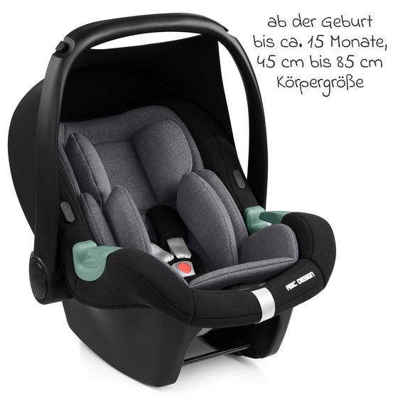 ABC Design 3in1 Kinderwagen-Set Salsa 5 Air - inkl. Babywanne, Babyschale Tulip Graphite, Sportsitz & XXL Zubehörpaket - Coal