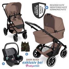 3in1 Kinderwagen-Set Salsa 5 Air - inkl. Babywanne, Babyschale Tulip Graphite, Sportsitz & XXL Zubehörpaket - Dark Beige