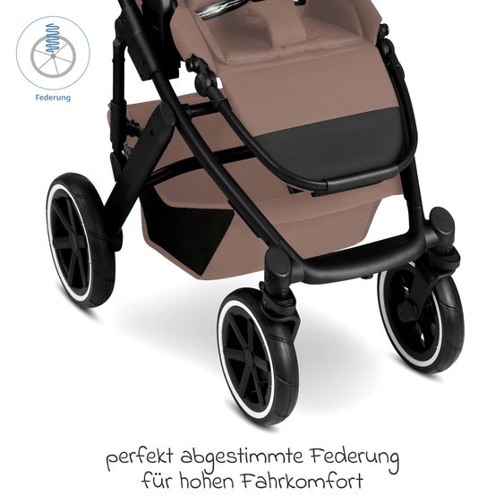 ABC Design 3in1 Kinderwagen-Set Salsa 5 Air - inkl. Babywanne, Babyschale Tulip Graphite, Sportsitz & XXL Zubehörpaket - Dark Beige