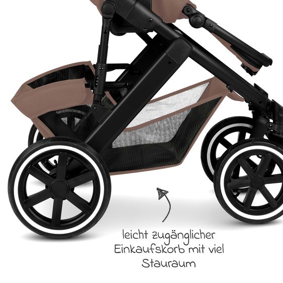 ABC Design 3in1 Kinderwagen-Set Salsa 5 Air - inkl. Babywanne, Babyschale Tulip Graphite, Sportsitz & XXL Zubehörpaket - Dark Beige