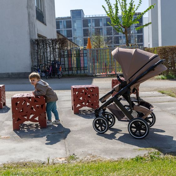 ABC Design 3in1 Kinderwagen-Set Salsa 5 Air - inkl. Babywanne, Babyschale Tulip Graphite, Sportsitz & XXL Zubehörpaket - Dark Beige