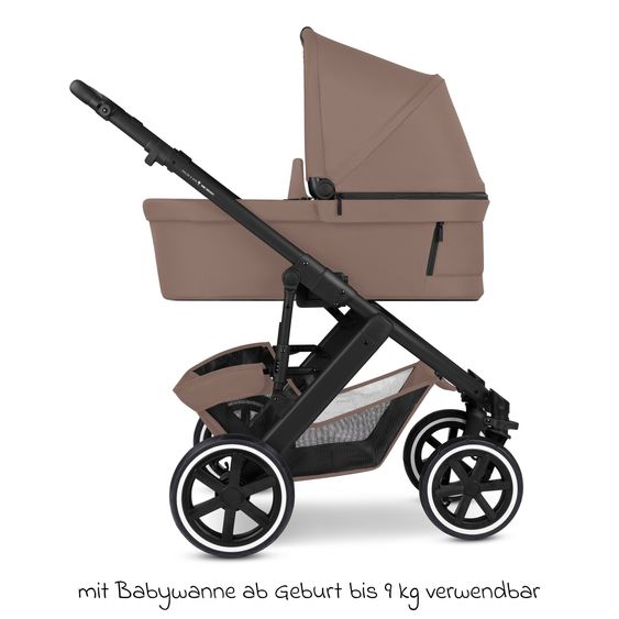 ABC Design 3in1 Kinderwagen-Set Salsa 5 Air - inkl. Babywanne, Babyschale Tulip Graphite, Sportsitz & XXL Zubehörpaket - Dark Beige