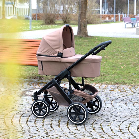 ABC Design 3in1 Kinderwagen-Set Salsa 5 Air - inkl. Babywanne, Babyschale Tulip Graphite, Sportsitz & XXL Zubehörpaket - Dark Beige