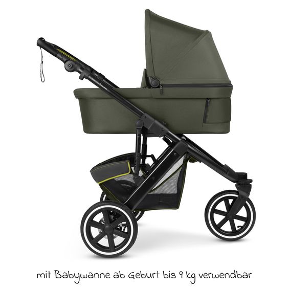 ABC Design 3in1 Kinderwagen-Set Salsa 5 Run - inkl. Babywanne, Autositz Tulip & Sportsitz - Avocado / Bubble