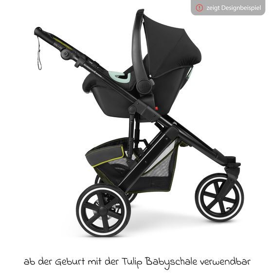 ABC Design 3in1 Kinderwagen-Set Salsa 5 Run - inkl. Babywanne, Autositz Tulip & Sportsitz - Avocado / Bubble