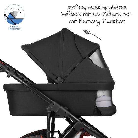 ABC Design 3in1 Kinderwagen-Set Salsa 5 Run - inkl. Babywanne, Autositz Tulip & Sportsitz - Coal / Bubble