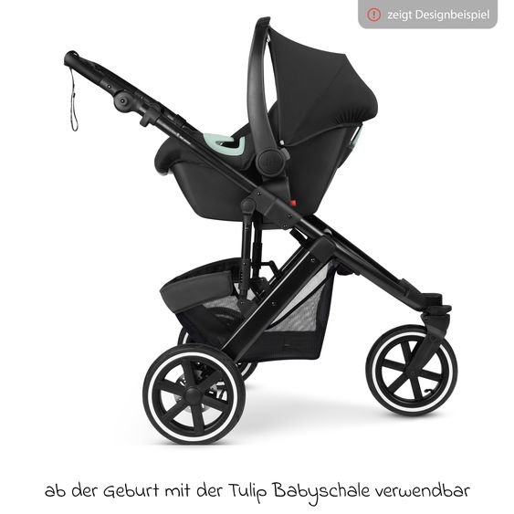 ABC Design 3in1 Kinderwagen-Set Salsa 5 Run - inkl. Babywanne, Autositz Tulip & Sportsitz - Coal / Bubble