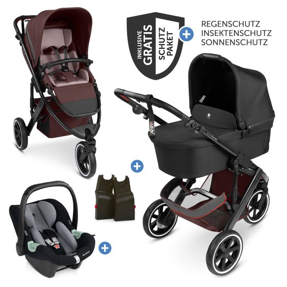 ABC Design 3in1 Kinderwagen-Set Salsa 5 Run - inkl. Babywanne, Autositz Tulip & Sportsitz - Umbra / Graphite