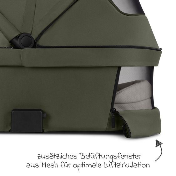ABC Design 3in1 Kinderwagen-Set Salsa 5 Run mit Babywanne, Babyschale Tulip Black, Sportsitz, Lufträder & Zubehörpaket - Pure - Advocado